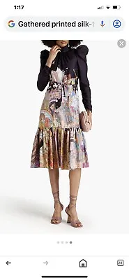 $700 • Buy Zimmerman Gathered Printed Midi Silk-twill Dress Size 2
