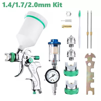 $15.99 • Buy 1.4-2.0mm HVLP Spray Gun Kit Auto Paint Car Primer Details Basecoat Clearcoat