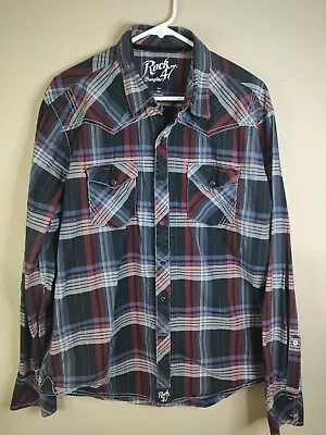 Wrangler Rock 47 Button Down Shirt With Pearl Snaps XLarge Multicolor • $19.99