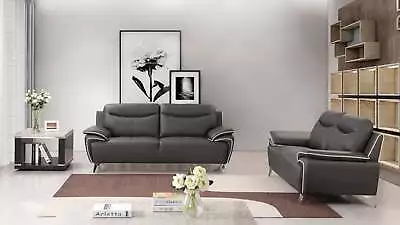 2PC Taupe Modern Contemporary Genuine Leather Sofa Loveseat Livingroom Set • $2499