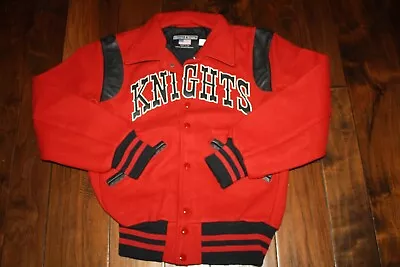 Vintage Stewart Strauss Letterman Varsity Jacket RED BLACK KNIGHTS CAR CLUB XS • $45