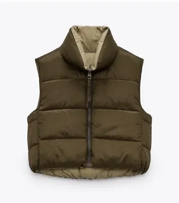 BNWT Zara Reversible Short Puffer Gilet Size M-L • $18.67