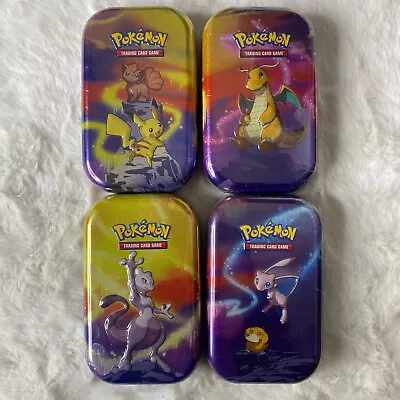 Pokemon TCG XY Evolutions Kanto Power Mini Tins Mew Dragonite Mewtwo K19 Art Set • $124.95