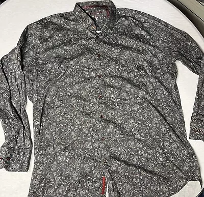 Visconti Black Shirt Paisley Bandana Long Sleeve Red Gray Multicolor Men's 3XLT • $30.26