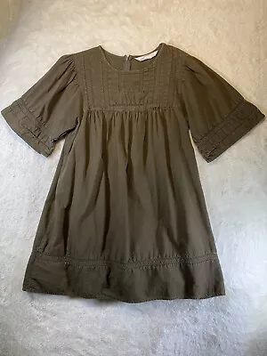 ZARA Dress Women Medium Cotton Short Sleeve Crochet Lace Built In Shorts Green • $20.13