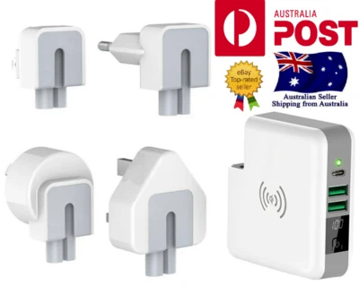 $68.95 • Buy Qi Wireless Travel Adaptor Charger 6700Mah Power Bank Universal Au Eu Uk Us