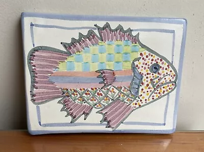 Mackenzie Childs Fish Story 8  By 6  Trivet/Hot Plate~Blue Trim • $45