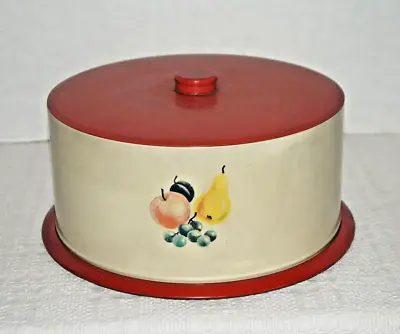 $34.99 • Buy Vintage DECOWARE Midcentury Tin Metal Cake Keeper Carrier W/Fruit 1950's