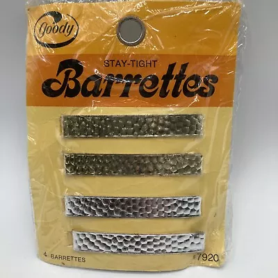 Vintage 1970s Goody Stay Tight Barrettes 2.25  Gold Silver Pkg 4 USA • $12.99