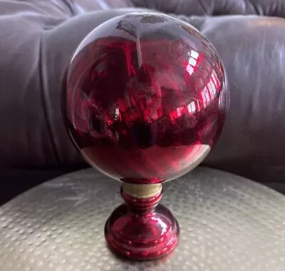 Table Top Christmas Finial Mercury Glass Blown Red Gold Trim 8  Tall 5” Wide • $12.60