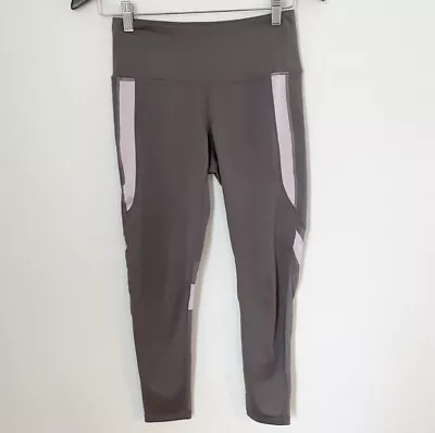 Z By Zella 7/8 Athletic Leggings Size Small Gray High Rise Mesh Calf Panel • £9.64