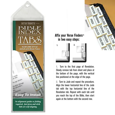 $9.45 • Buy Slim GOLD Bible Index Tabs Book Divider Labels - Verse Finders - Made In The USA