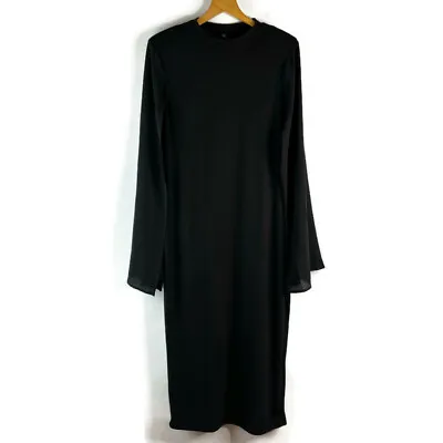 SheIn Womens Curve Black Bodycon Dress Size 1X Round Neck Cloak Morticia • $19.98