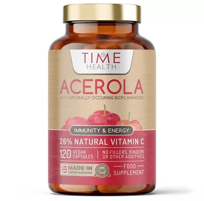 Time Health Acerola Cherry Capsules Extract - Natural Vitamin C - Immune Support • £19.99