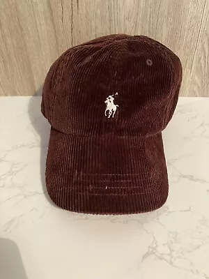 POLO RALPH LAUREN CAP Leather Strap Adjustable Breathable Brown Cotton Mens RARE • £28