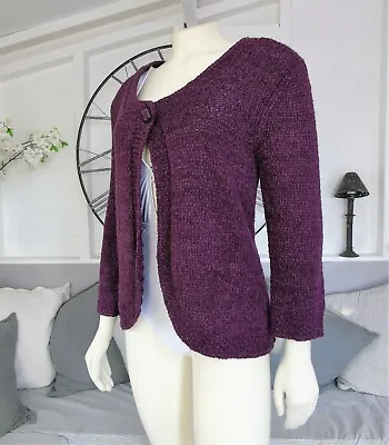 Per Una Purple Wool Blen Knit Steampunk Asymmetric Quirky Cardigan Shrug M 12 14 • $43.52