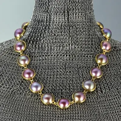 Elegant 18 Inch Mabe Pearl Necklace & Vermeil Gold-plated Sterling Silver 86.99g • $799