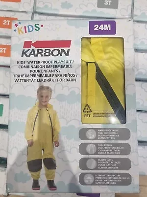 KARBON Kids Waterproof Playsuit All In One Overalls - Yellow - 24 M - New • £7.49