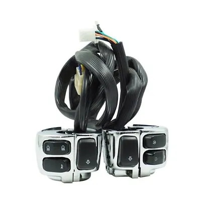 1 Pair Silver Motorcycle 1 25mm Handlebar Control Switch With Wiring Harness • $34.88