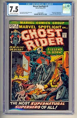 Marvel Spotlight #5 Aug 1972 CGC 7.5 Ow-W Page 1st Johnny Blaze Ghost Rider HOT! • $2200