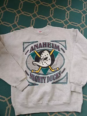 1993 Team Hanes Anaheim Mighty Ducks Gray Sweatshirt Sz. L • $29.95