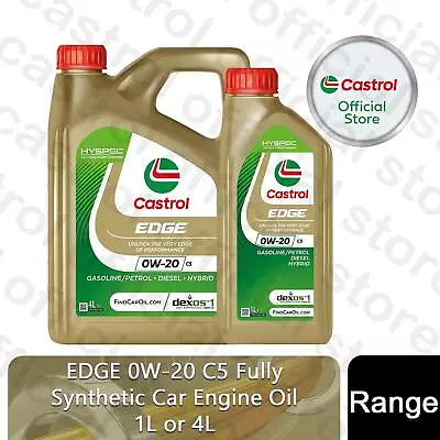 Castrol Edge 0W-20 C5 Fully Synthetic Engine Oil With Hyspec Standard 1L Or 4L • £18.99