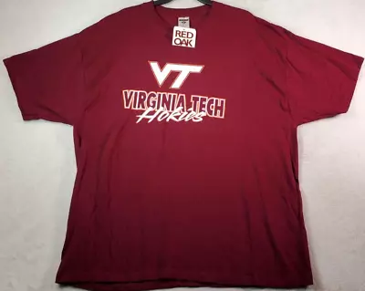Virginia Tech Hokies Football JERZEES Shirt Unisex 2X Wine Cotton Short Sleeve • $18.32