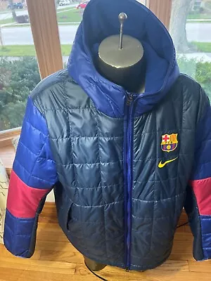 Barcelona FC Nike Puffer Jacket Fleece Mens XXLBlue Filled Insulated • $25
