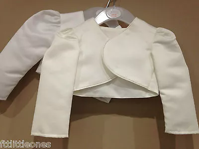 Baby Girls Long Sleeved Bolero Jacketwhite/ivorychristeningweddingshrug • £7.99