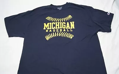 Michigan Wolverines Baseball Mens 2XL XXL Shirt Ncaa College Champion Navy Blue • $14.49