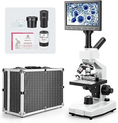 Dual-View Lab Compound Monocular Microscope 40X-2500X Magnification With 7  LCD • $250