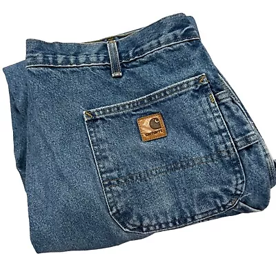 Carhartt B236 DST Flannel Lined Denim Carpenter Pants Original Fit Men's 40X32 • $11.98