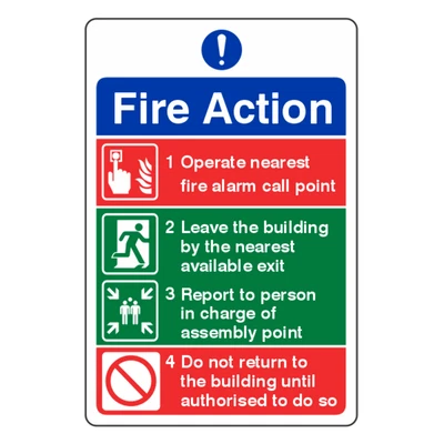 £1.27 • Buy Fire Action Notice Sign - Operate Nearest Alarm - 200x300mm - Self Adhesive Viny