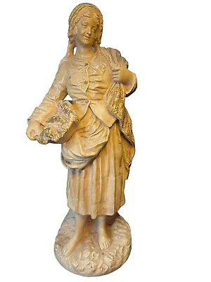 Rare Vintage Marwal Inc. Chalkware 18” Statue Greek Woman W/ Basket And Fish • $49.95