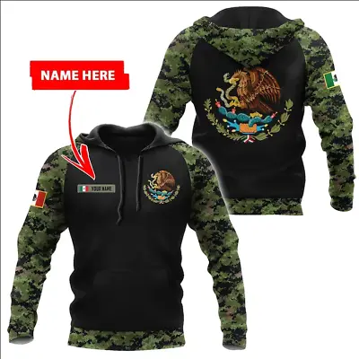 Personalized Camo Mexico Eagle Mexican Hoodie All Over Print Valentine Gift Best • $26.47