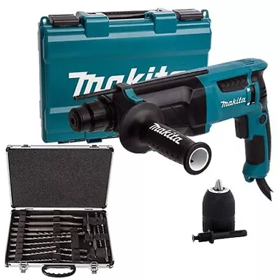 Makita HR2630 SDS+ Hammer Drill 240V With 17 Piece Drill Bit Set & Keyless Chuck • £191