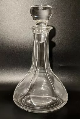 Vintage 9.5  Crystal Liquor Decanter W/ Solid Stopper - Sleek Design - Home Bar • $28.50