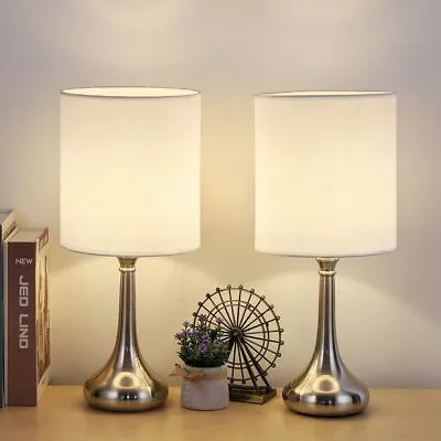 Small Table Lamps Set Of 2 Nightstand Lamps Desk Lamp W/ White Shade For Bedroom • $31.99