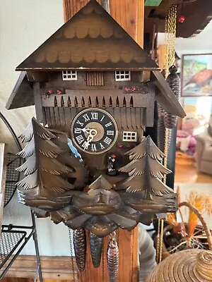 Vintage Black Forest German Musical 1 Day Cuckoo Clock With Dancers • $350