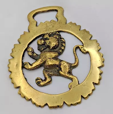 Brass Horse Medallion Vintage English Rampant Lion Leo Jungle King Show Parade • $14.99