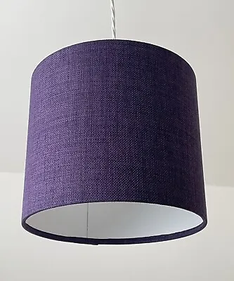 Purple Textured Woven Crosshatch Drum Lampshade Light Shade • £22.50
