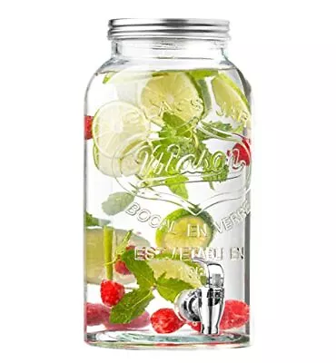 1 Gallon Glass Mason Jar Beverage Dispenser For Water Juice Cold Drinks • $34.43