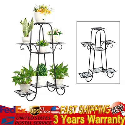 7 Tier Large Indoor Metal Plant Stand Shelf Garden Flower Pot Rack Holder Black • $36.10