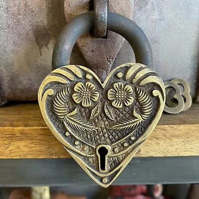 Victorian Ornate Heart Shaped Brass Lock With Antique Vintage Finish Steampunk • $49.99