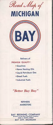 1961 Bay Refining Company Road Map: Michigan NOS • $17.97