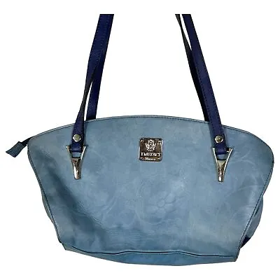 I Medici Firenze Blue Leather Etched Floral Shoulder Bag Purse  • $37.95