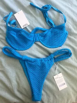 NWT Monday Swimwear Malta Bottom And Maui Top Cobalt Blue Ride The Wave Crochet • $130