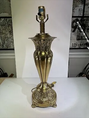 Vintage Heavy Solid Brass 21” Table Lamp Mid Century Ornate Design • $52.49