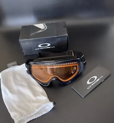 Oakley O-Frame Carbon Black Strap Snow Ski Goggles Snowboard Amber USA Vtg 80s- • $32