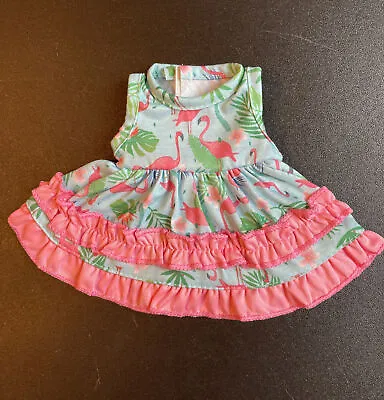12  Doll Clothes Baby Alive HABA Stella 10” Newborn Flamingo Pink Ruffled Dress • $7.25